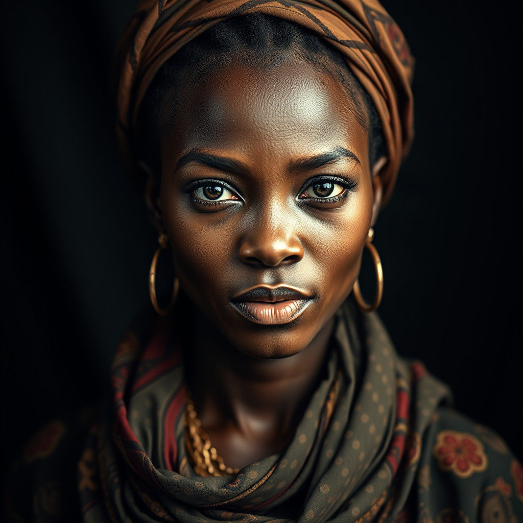 Attractive African Woman Portrait in Hyperrealistic Style