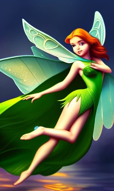 Fairy Swimming in Rain, Digital Art Style