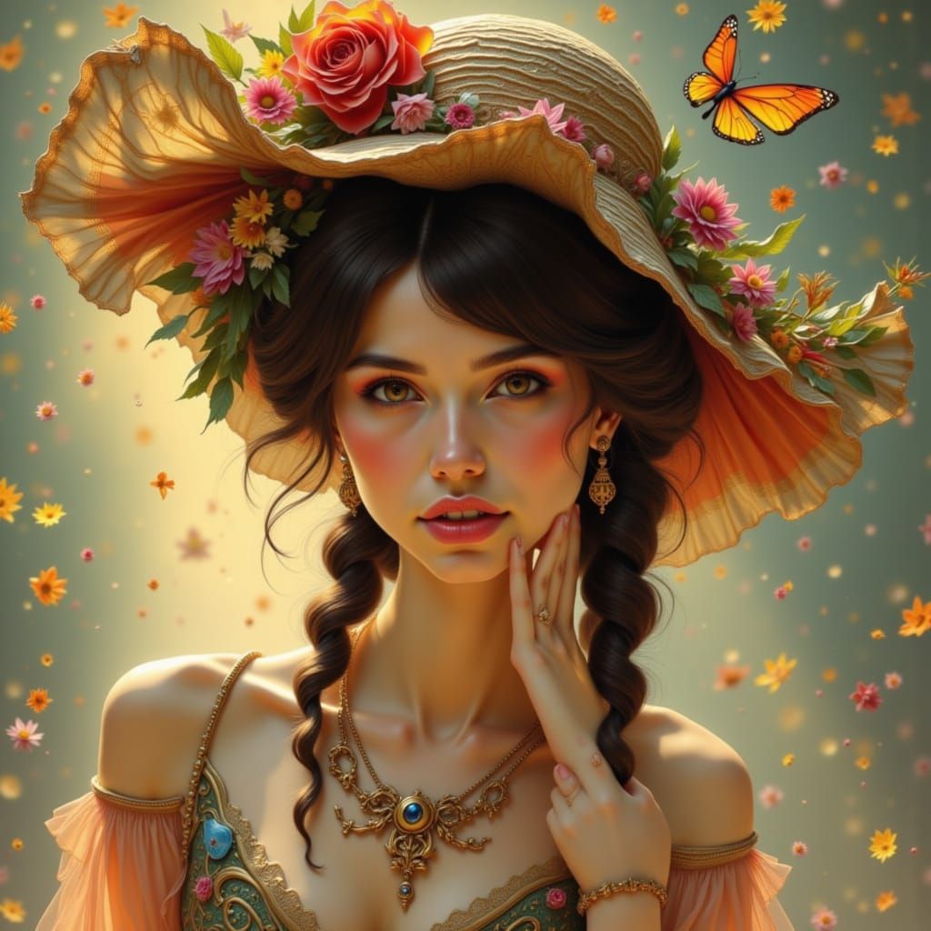 Parisian Woman in Belle Epoque Style, Art Nouveau