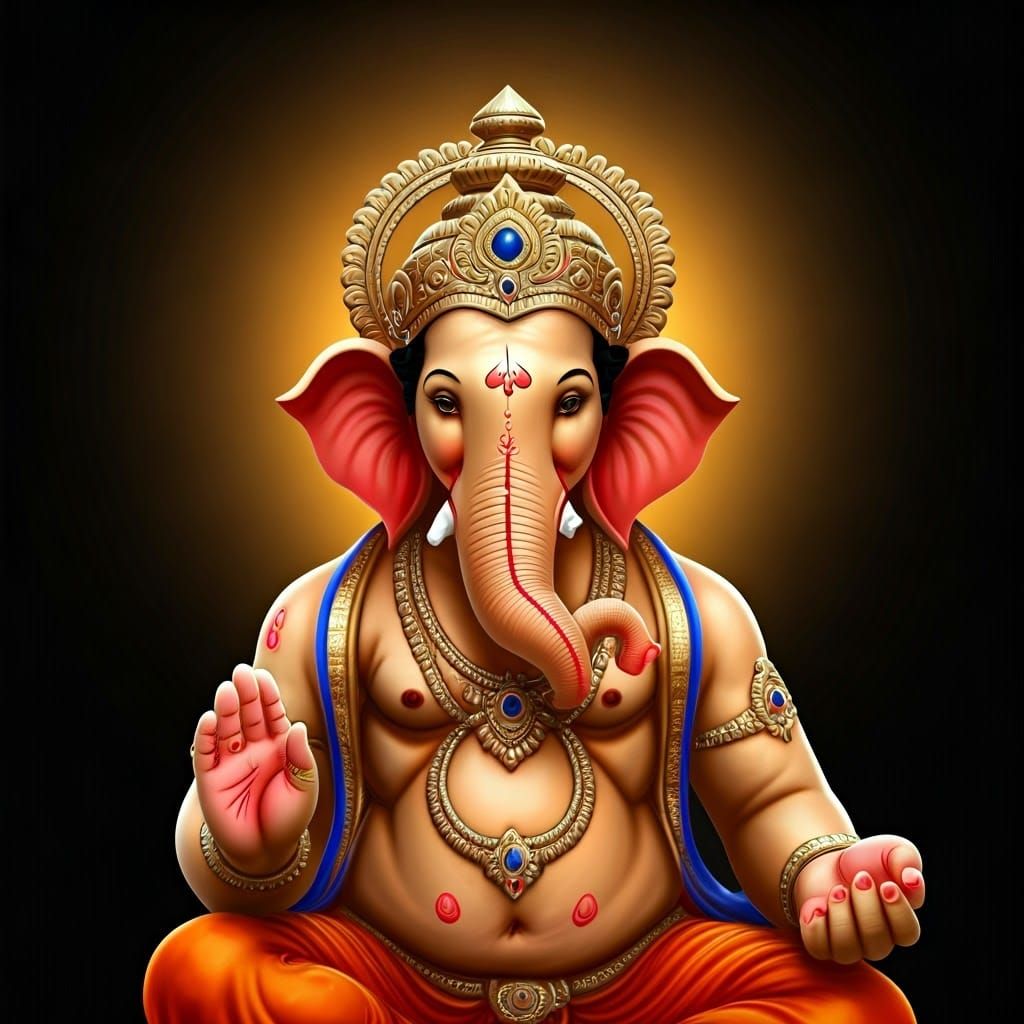 Detailed Lord Ganesha with Top Lighting
