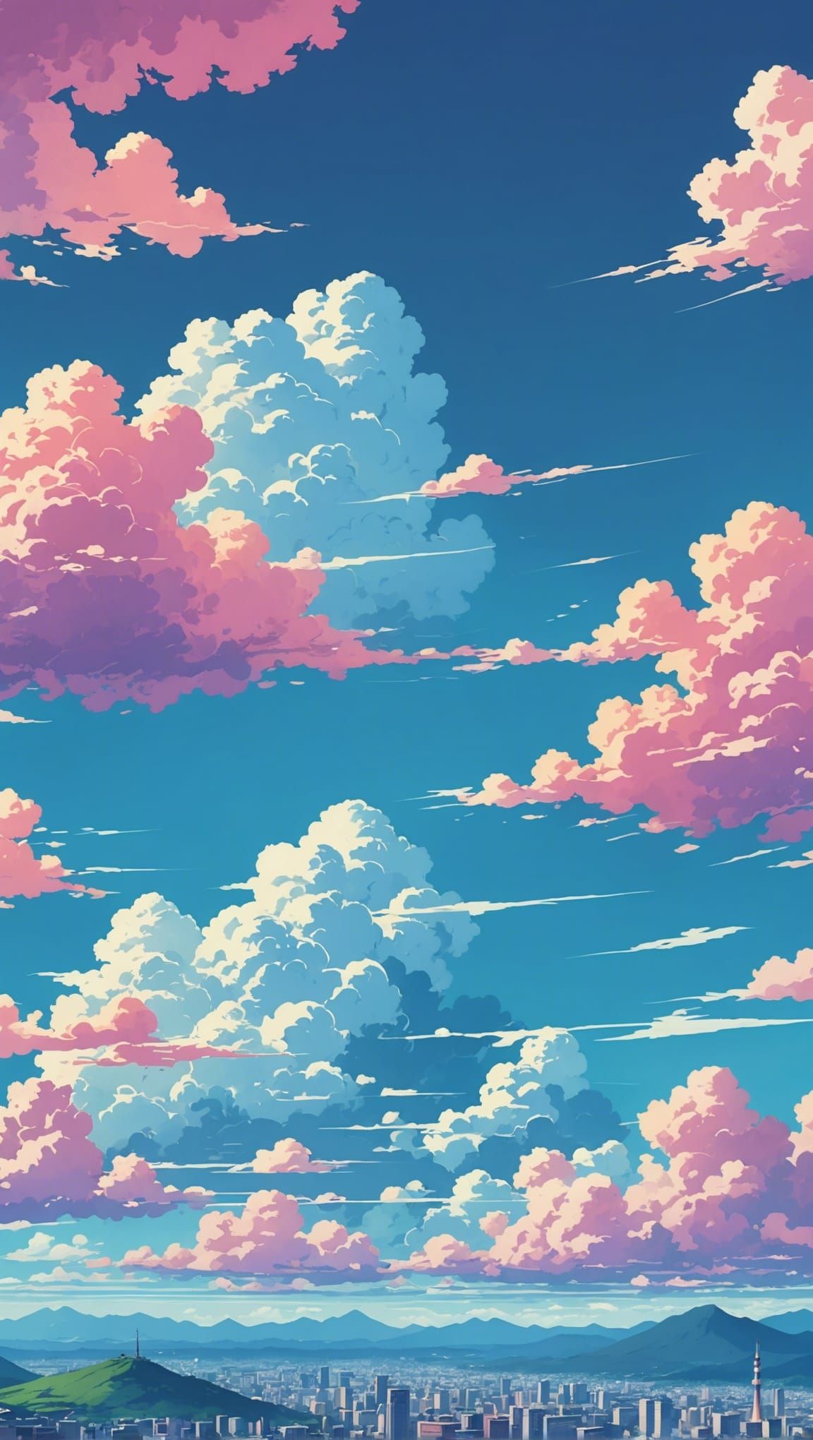 Pastel Sky Japanese Pop Art iPhone Wallpaper