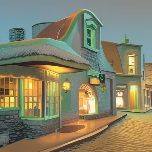 Irish Bar on Sesame Street: Detailed Matte Painting