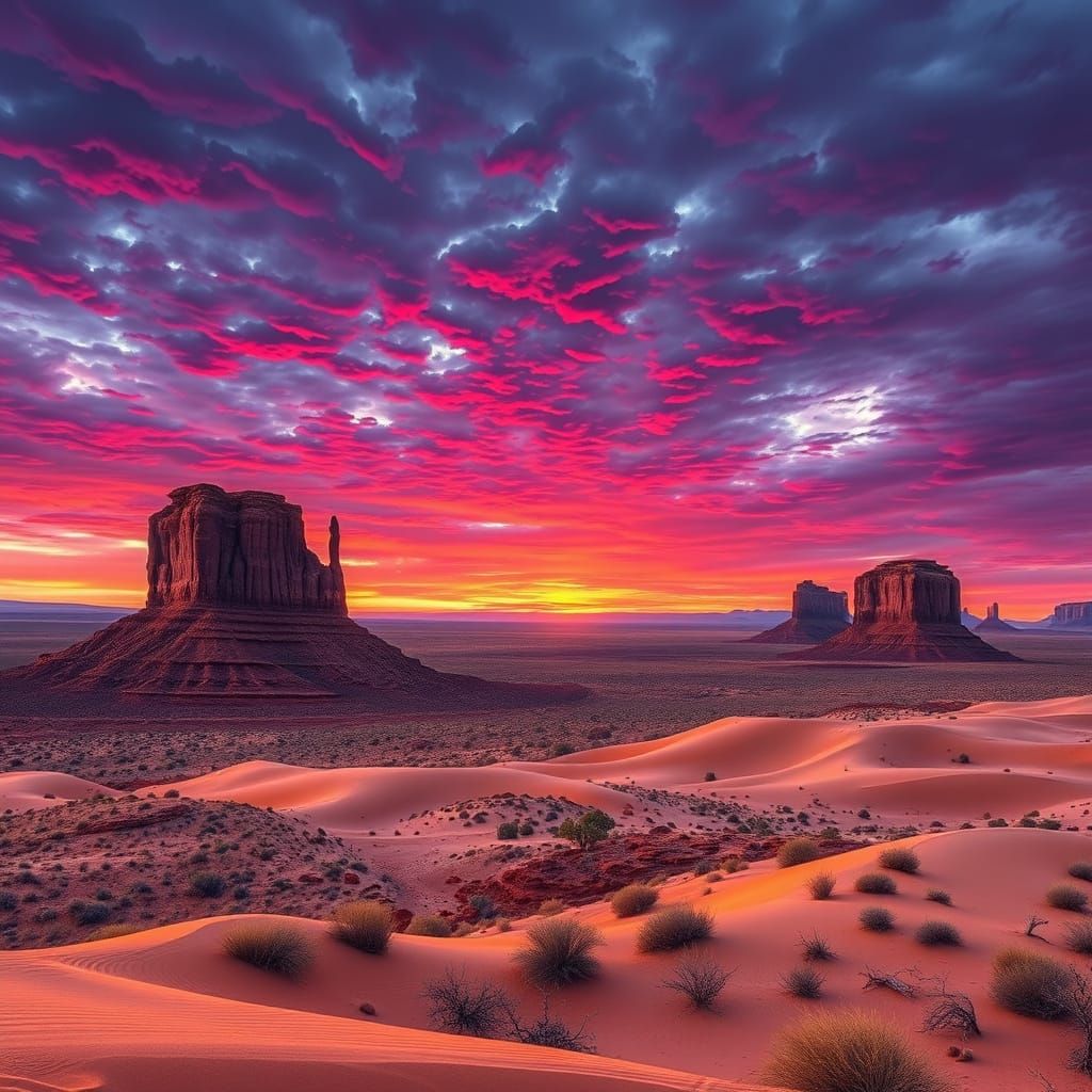 Spectacular Desert Sunset Landscape in Vibrant Colors