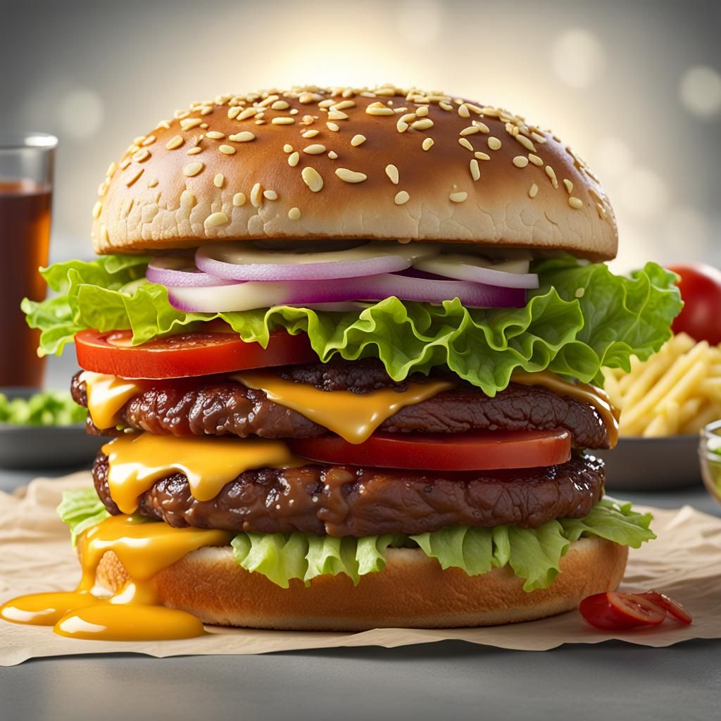 Cheeseburger on a sesame seed bun