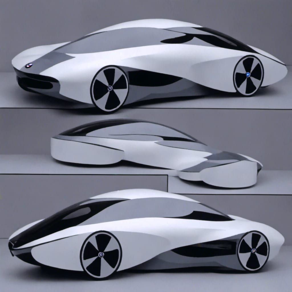 Futuristic Aerodynamic BMW Car in Blueprint Style