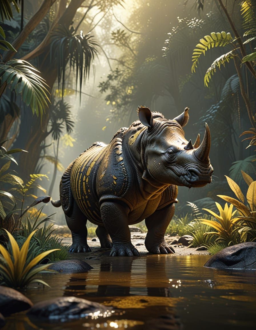 Fantastical Mixed Beast with Golden Accents