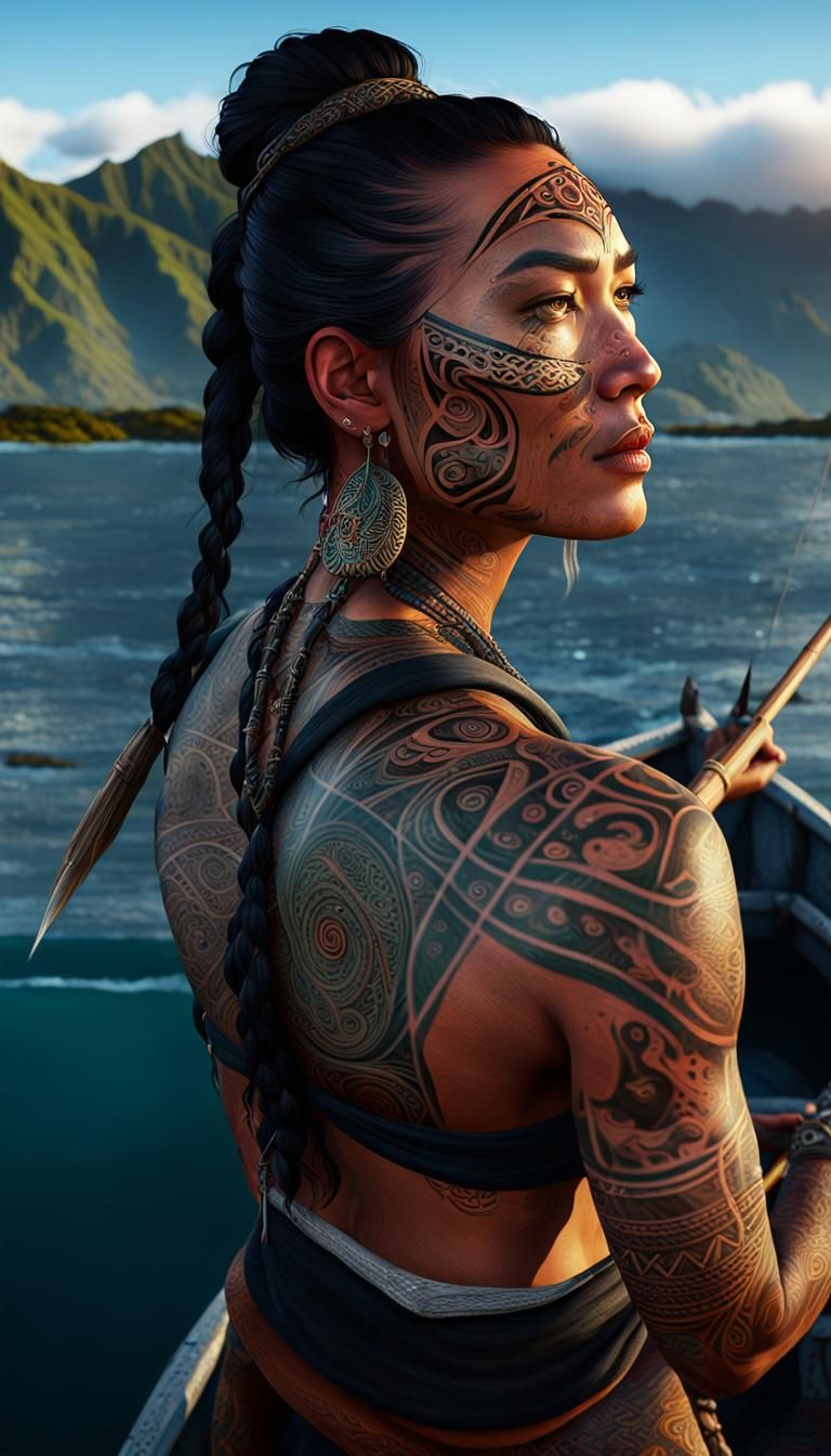 Māori Woman Fishing