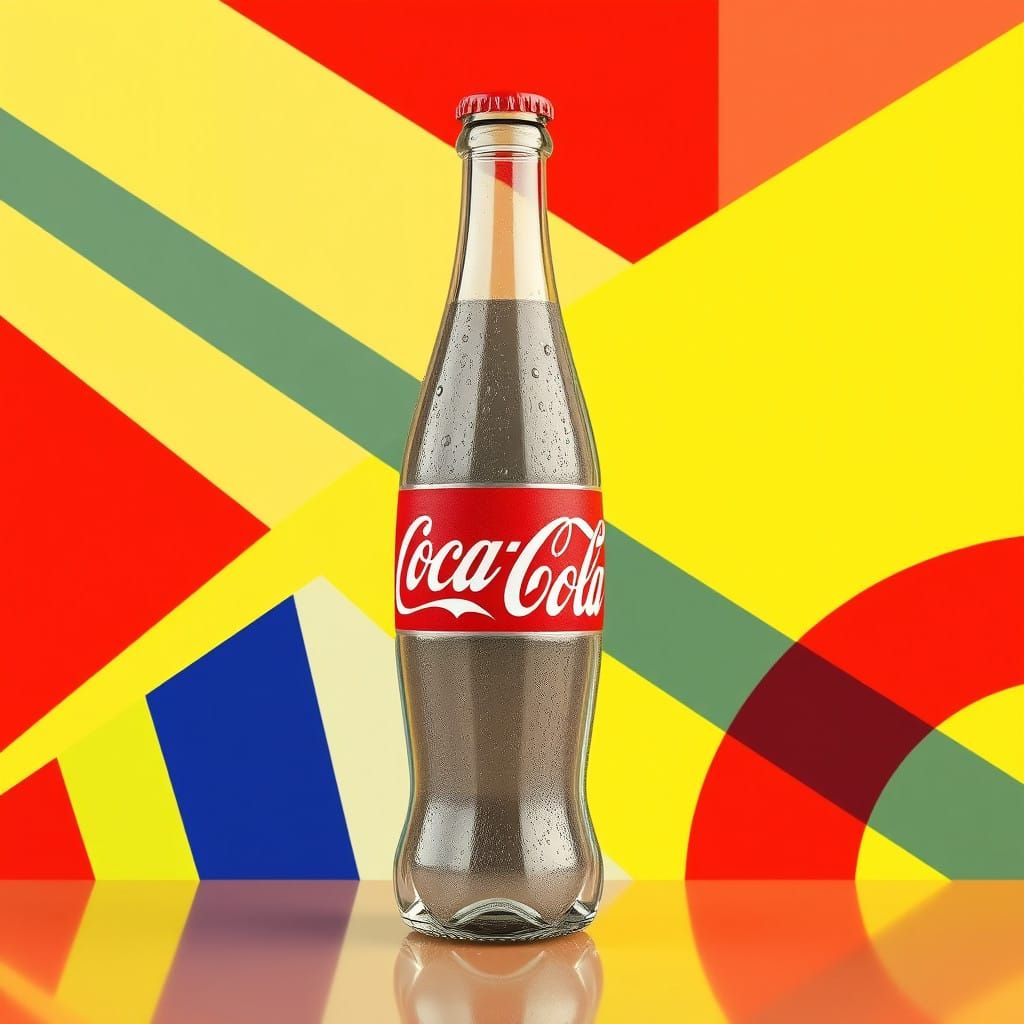 Vibrant Pop Art Glass Bottle in Op Art Style