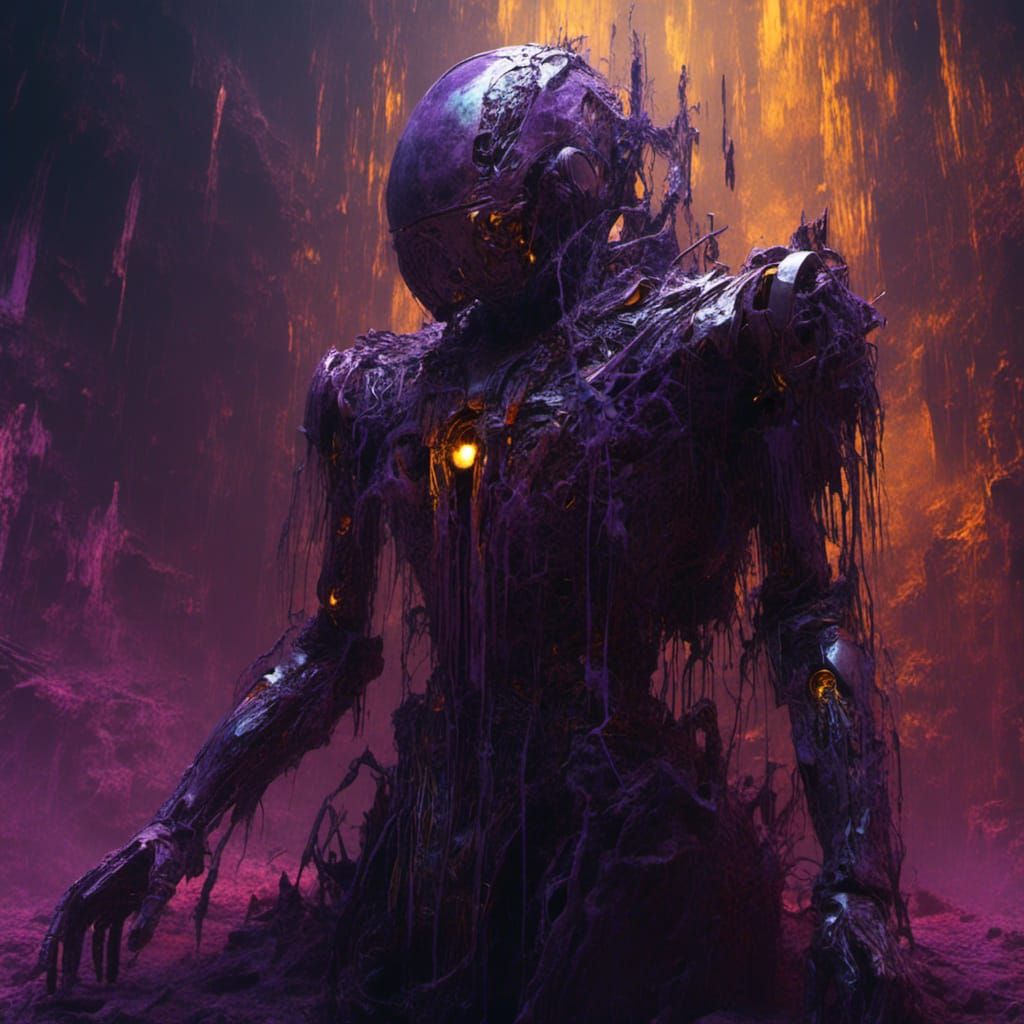 Futuristic Robotic Priest in Dark Fantasy Style