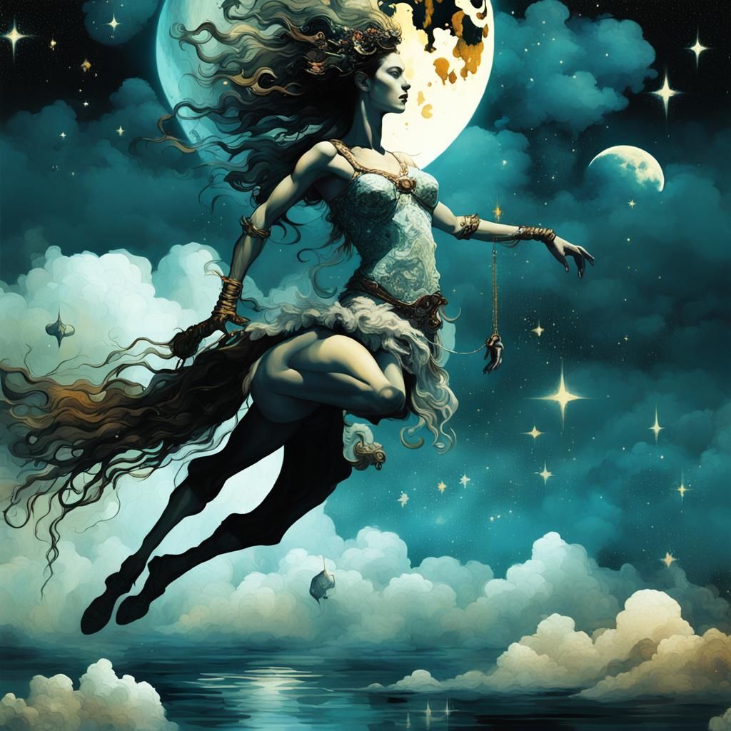 Fantastical Centaur on Moon in Surreal Digital Art