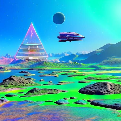 Advanced Civilization on Alien Planet: Cosmic Illustration
