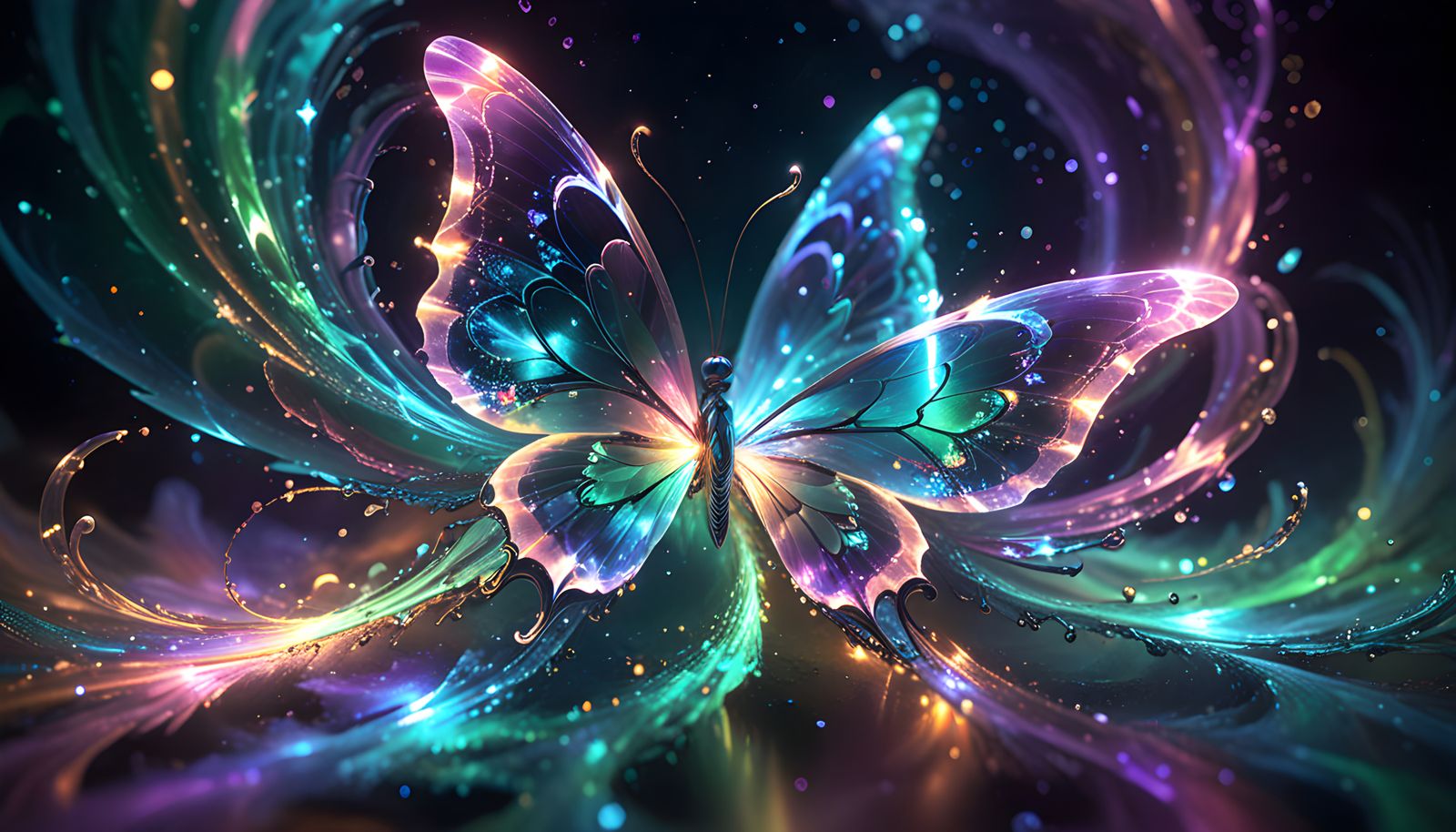 Iridescent Cosmic Star Clusters in Vibrant Splash Art