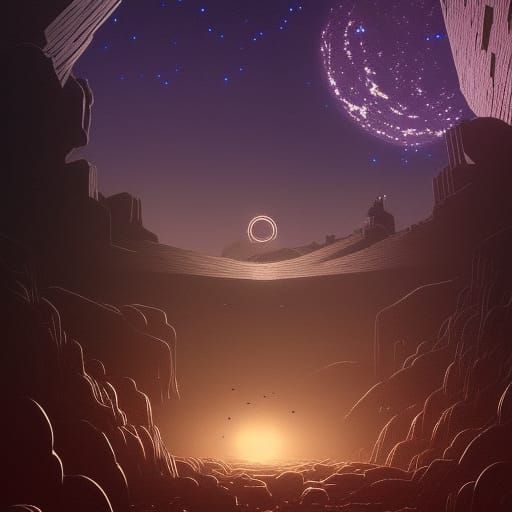 Post-Apocalyptic Night Sky with Falling Stars