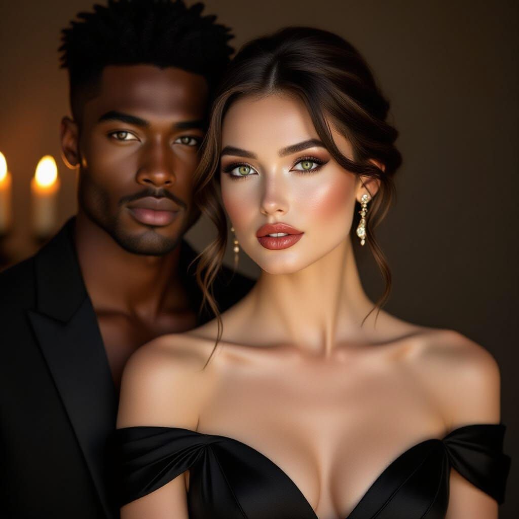 Soulful Seduction: A Romantic Portrait in Warm Candlelight