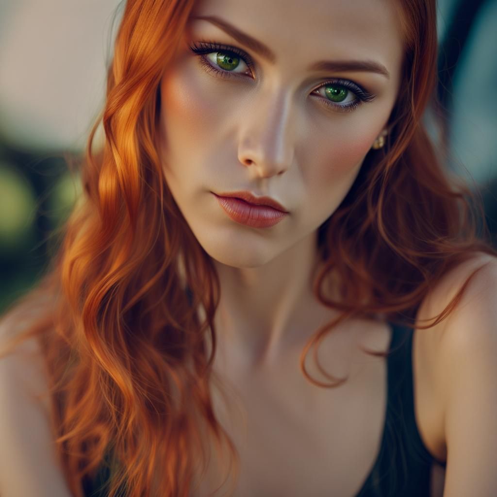 Goddess Portrait with Red Hair in Ultra HD