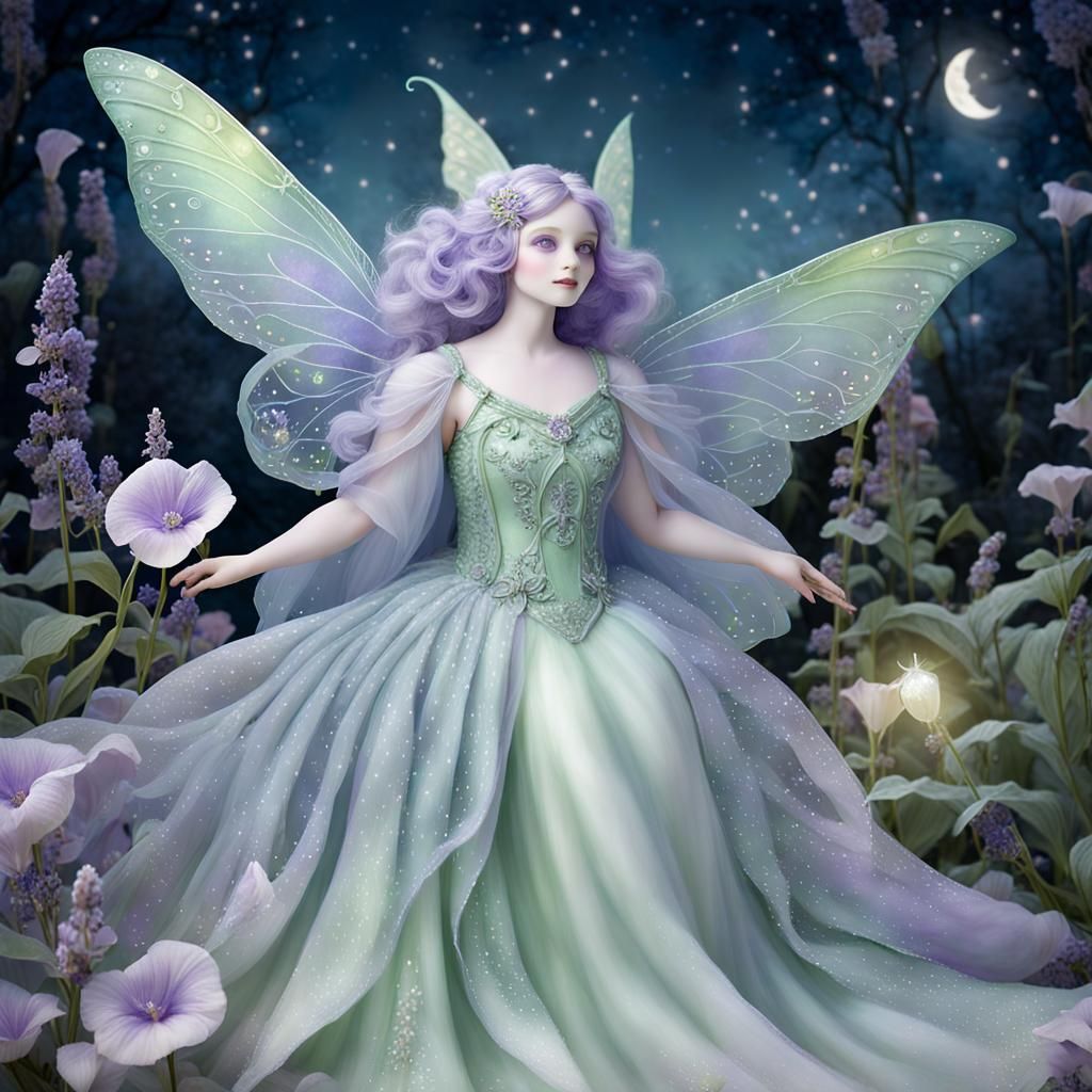 Moonlit Fairy in Ethereal Garden