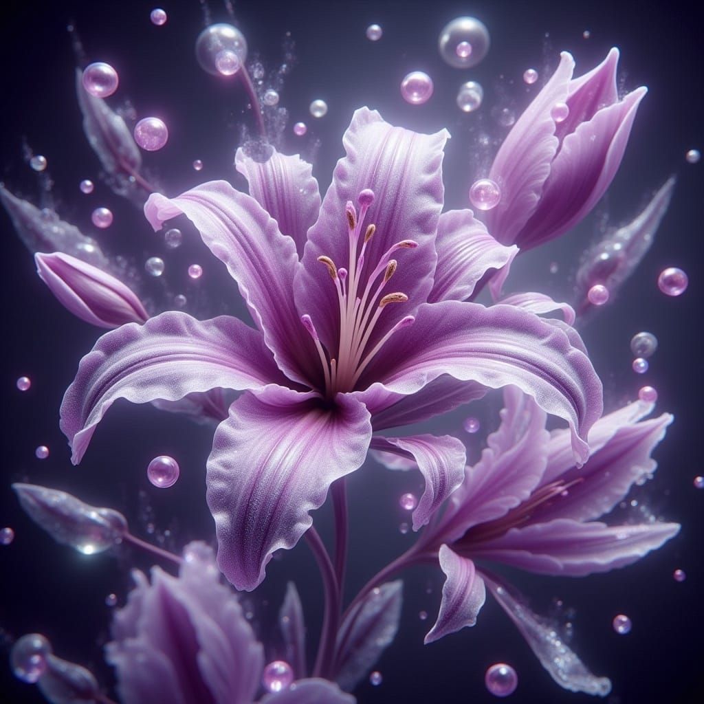 Lilac Purple Florals in a Shimmering Holographic Aesthetic