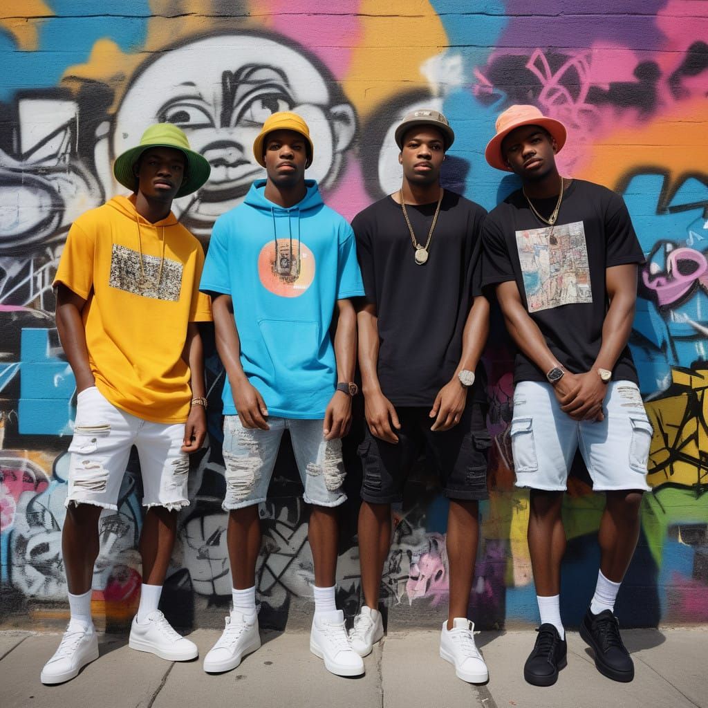 Four Friends Embodying Summer Vibes in a Kaleidoscope of Col...