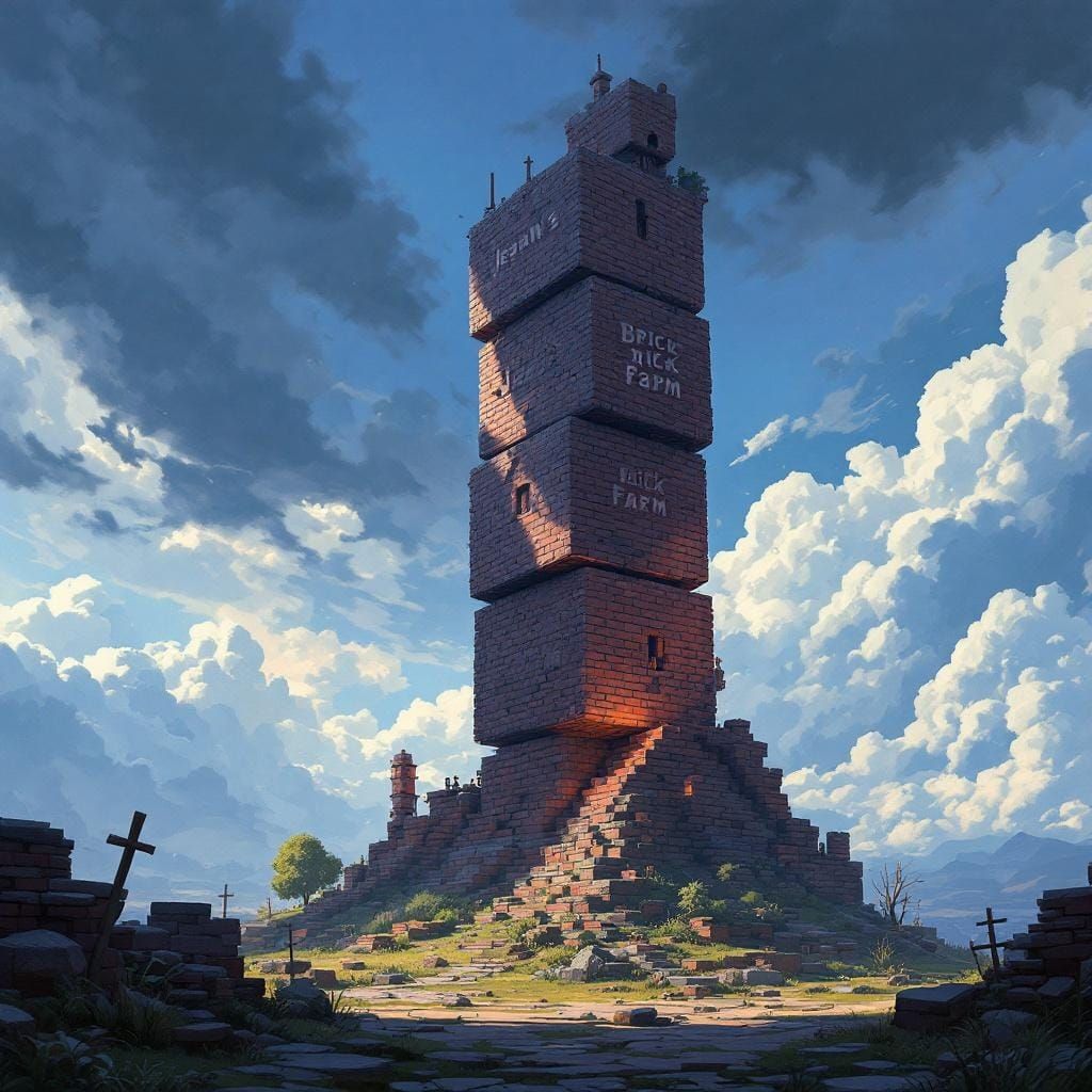 Brick Tower Digital Matte Painting with Inscription