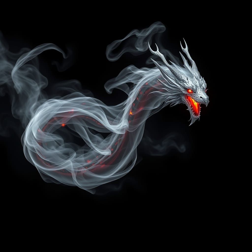 Ethereal Smoke Dragon with Fiery Eyes