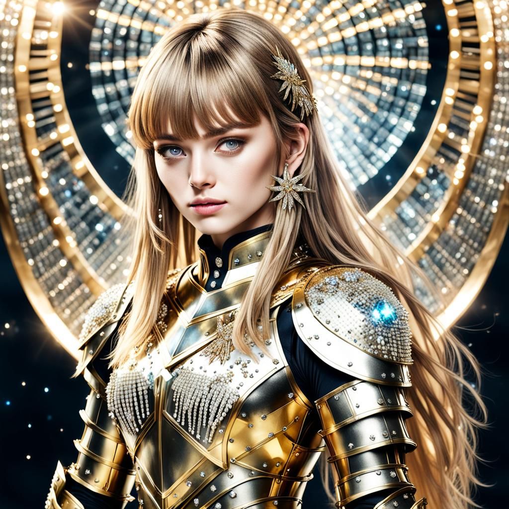 Woman in Crystalline Gold Armor