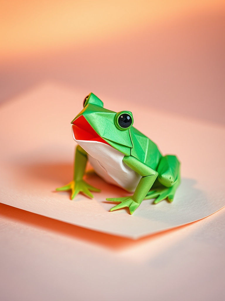 Vibrant Origami Toad in Watercolor Style