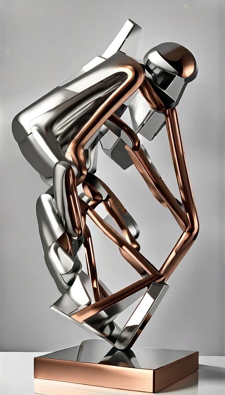 Abstract 3D Geometric Rendering in Steel and Brass