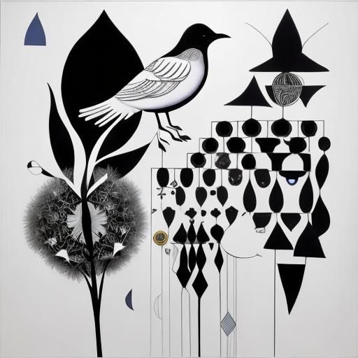 Surreal Floral Bird in Dandelion Dreamscape