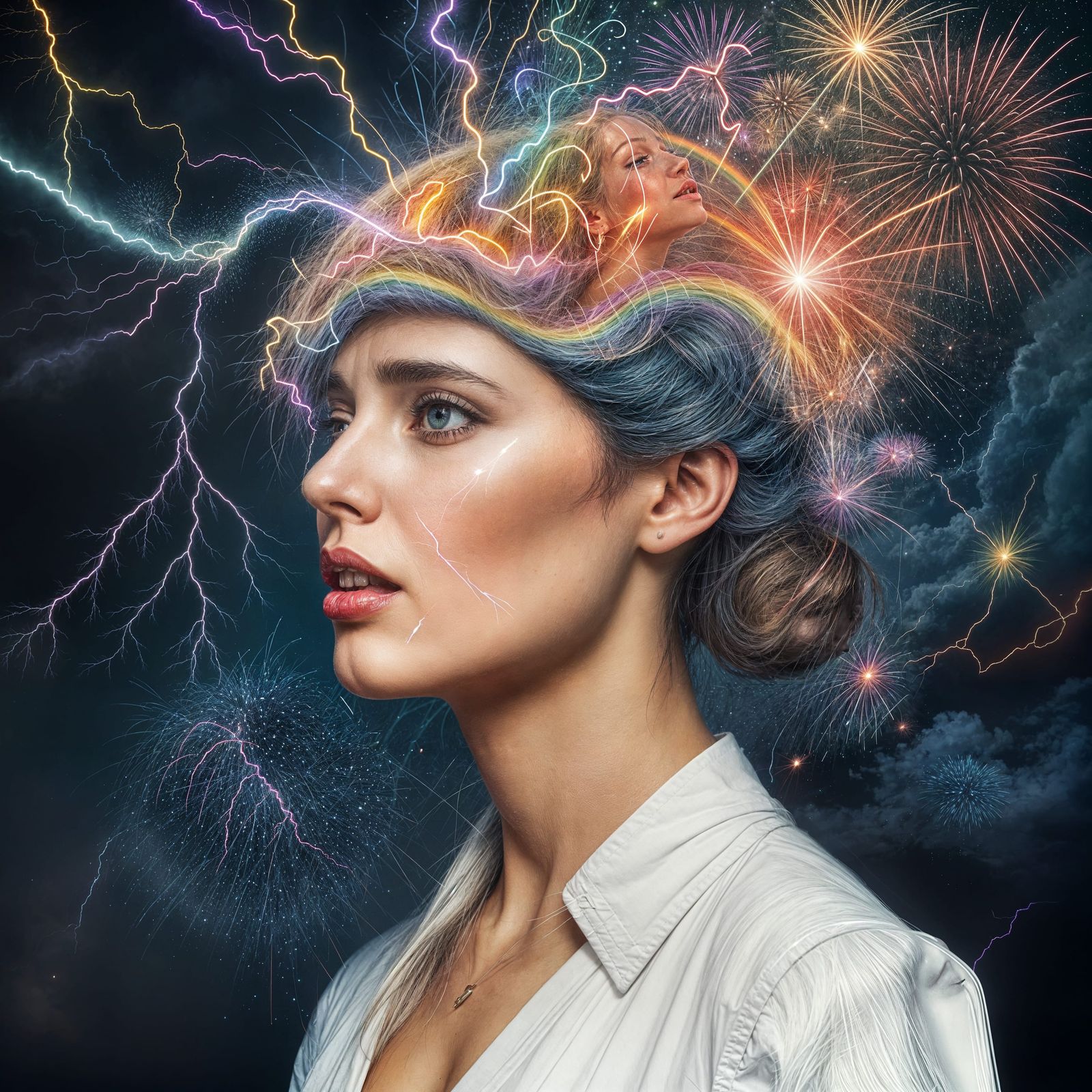 Surreal Art: Migraine with Rainbow Lightning