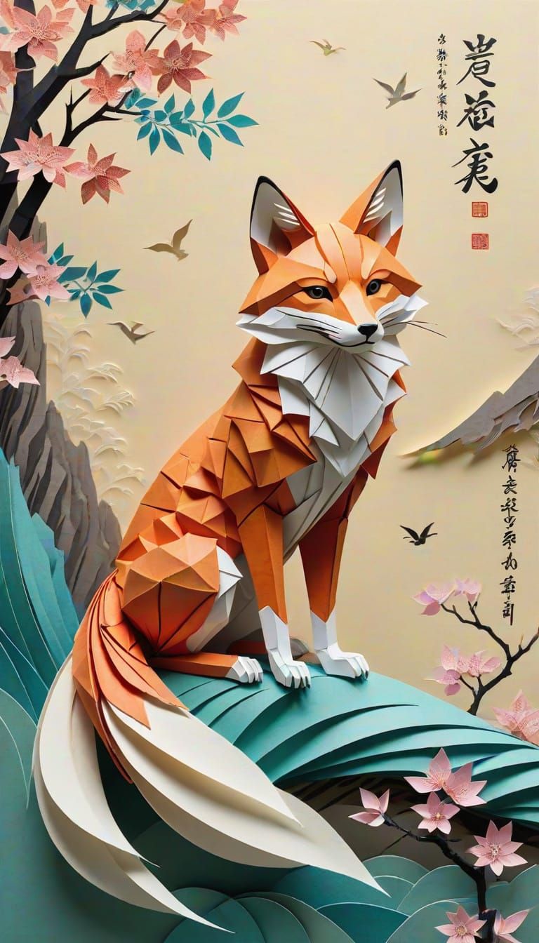 Surreal Origami Fox Embodies Japanese Whimsy