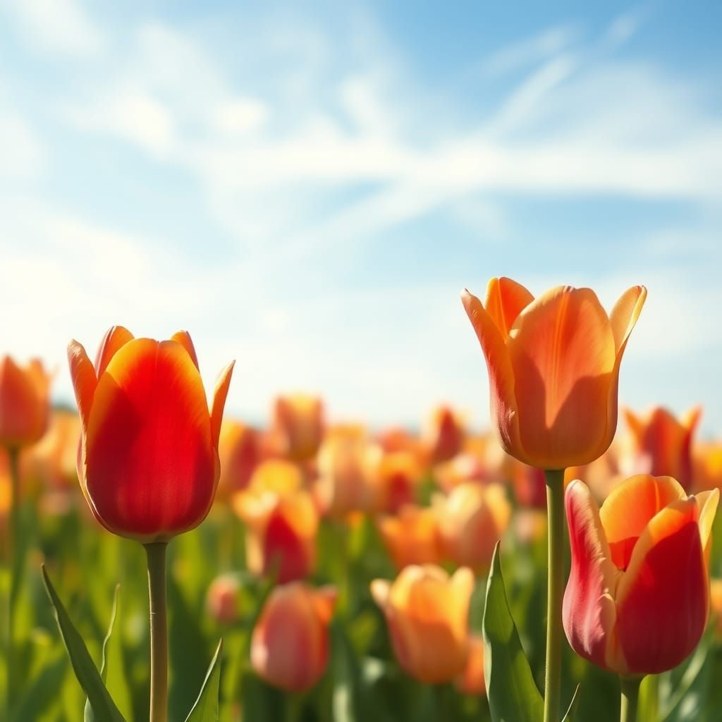 Vibrant Tulip Field in Impressionist Style