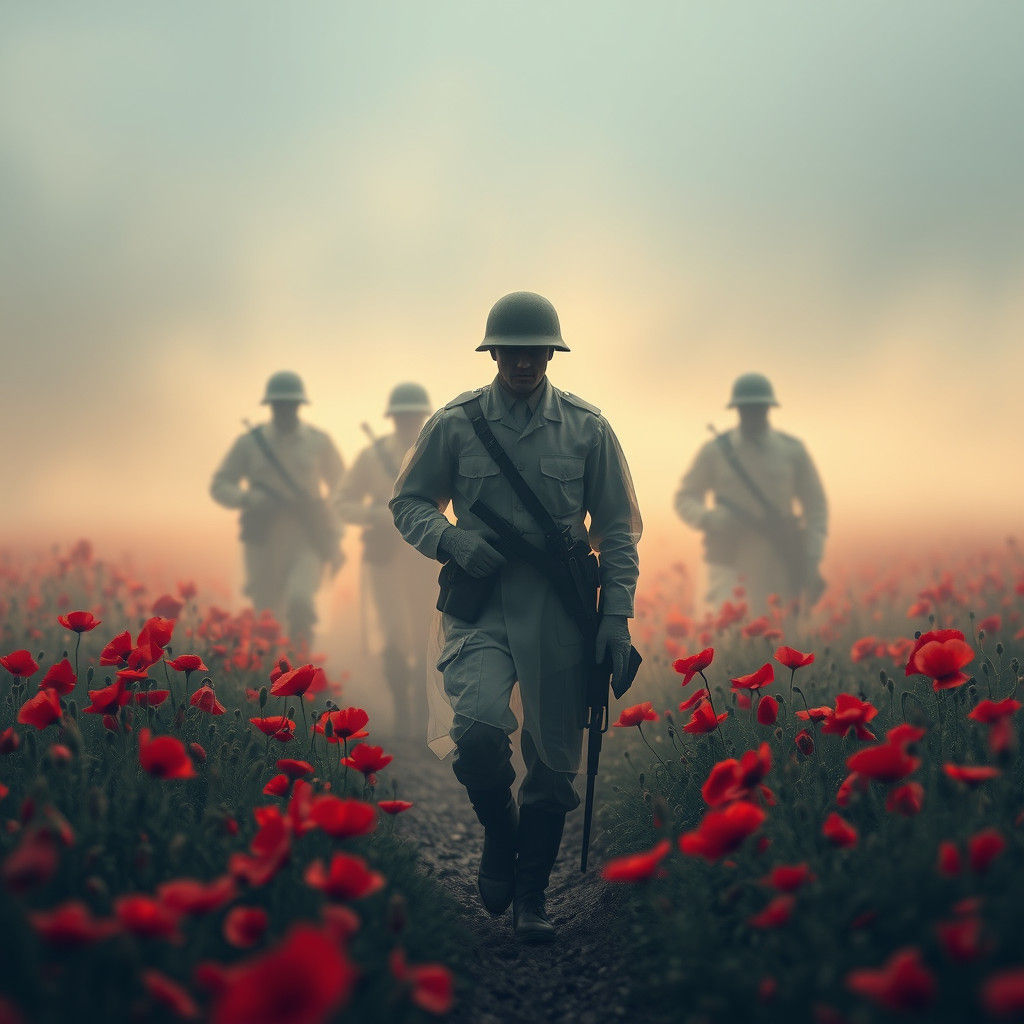Solemn Ghosts: Soldiers in Poppy Field