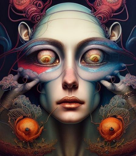 Goddess Head: Surreal Dark Fantasy Character Concept