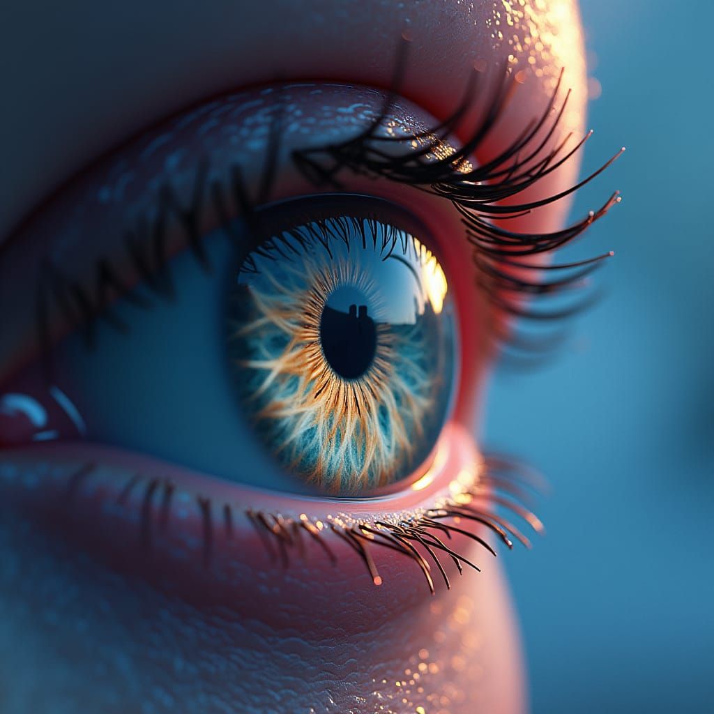 Mystical Eye with Ghostly Silhouette in Surreal Style