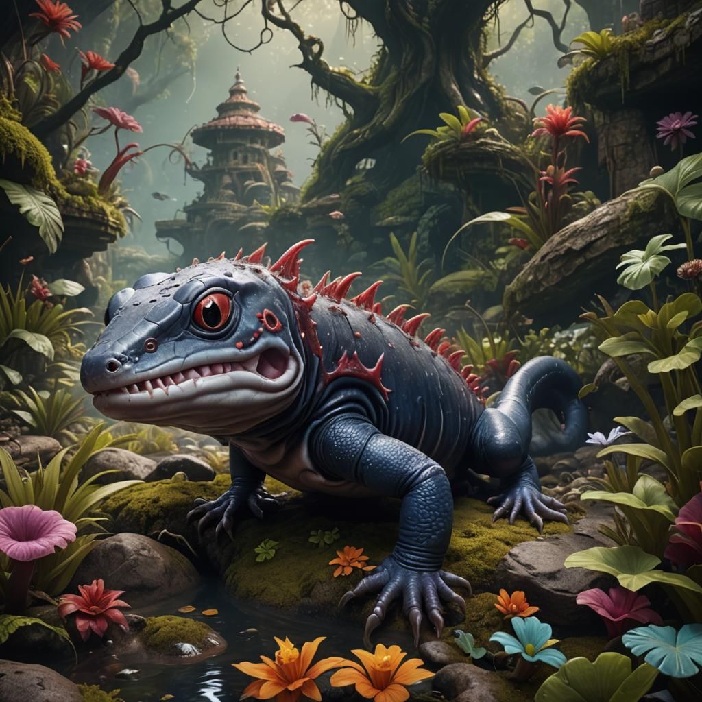 Detailed Matte Painting of Ambystoma mexicanum