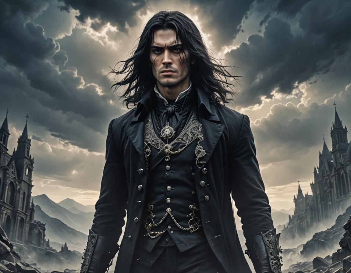 Gothic Man in Valley of Ghosts: 3D Anime Art