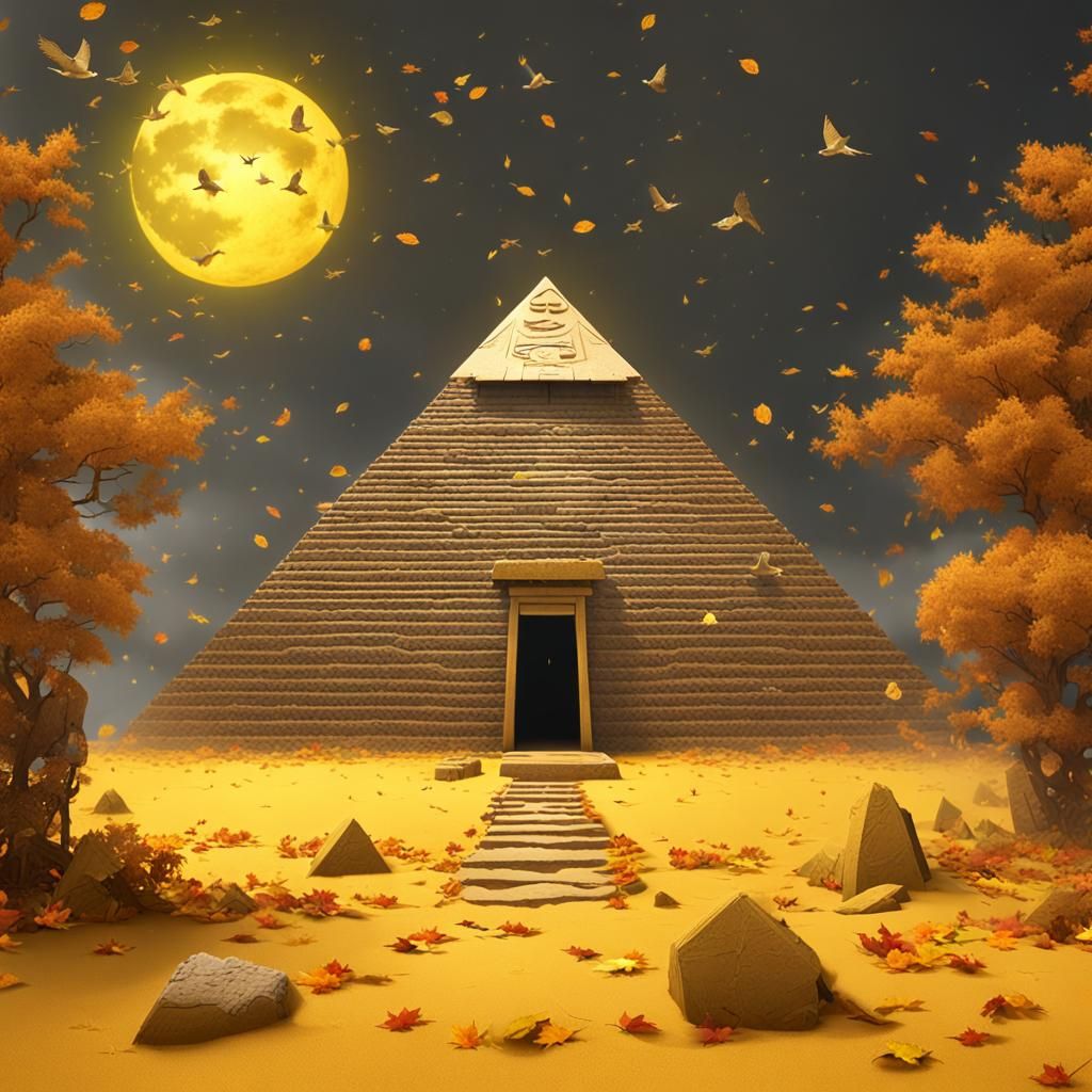 Golden Egyptian Pyramid in Autumnal Glow