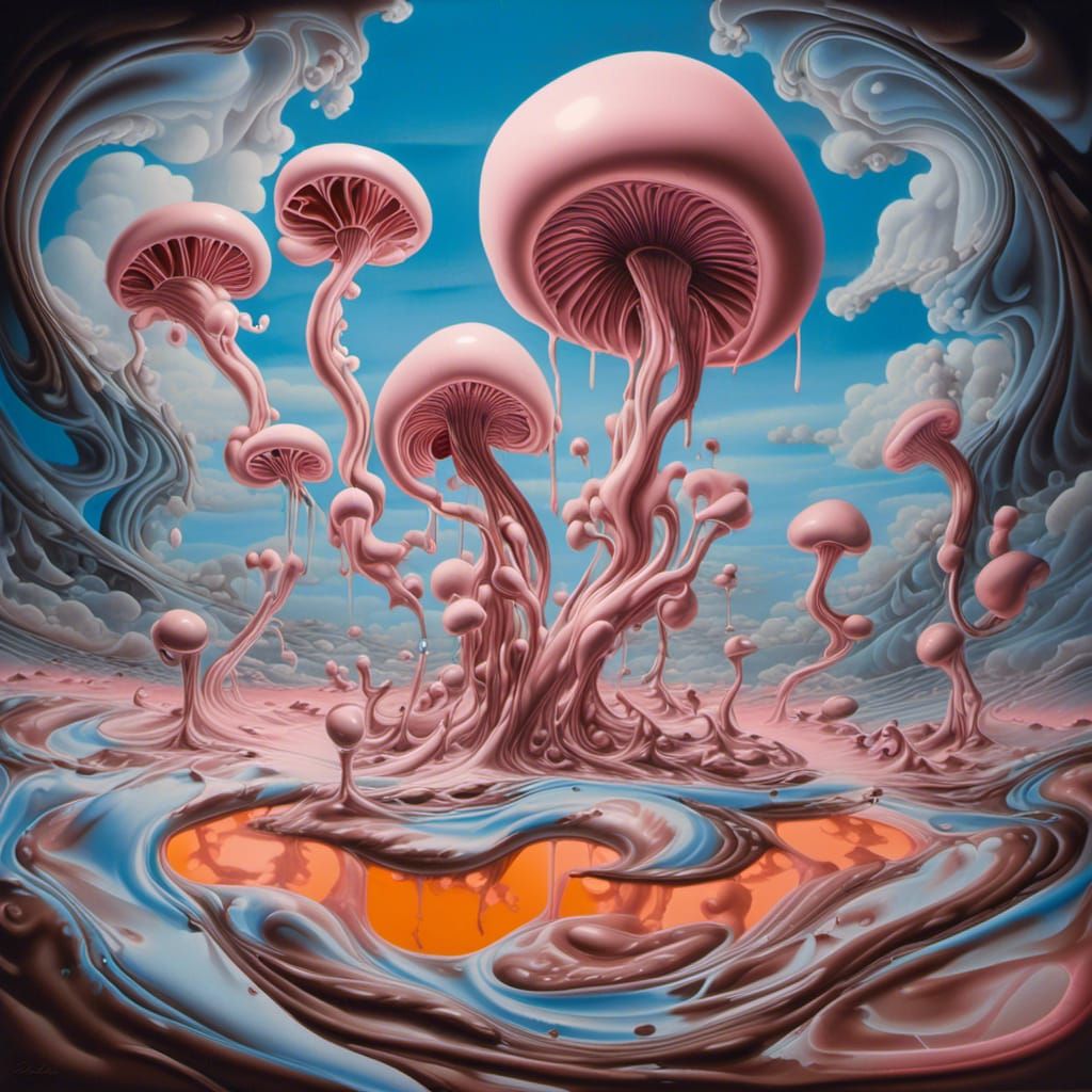 Surreal Milk Vortex in a Dali-esque Landscape