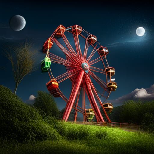 1920s Ferris Wheel Under Starry Night Sky