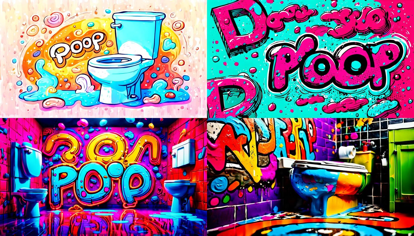 Humorous Doodle Word Near Toilet