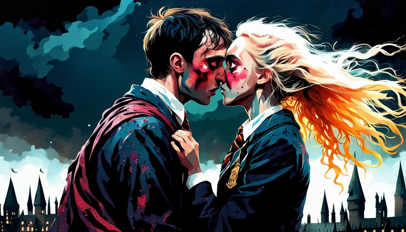 Passionate Kiss During Battle of Hogwarts, Epic Art