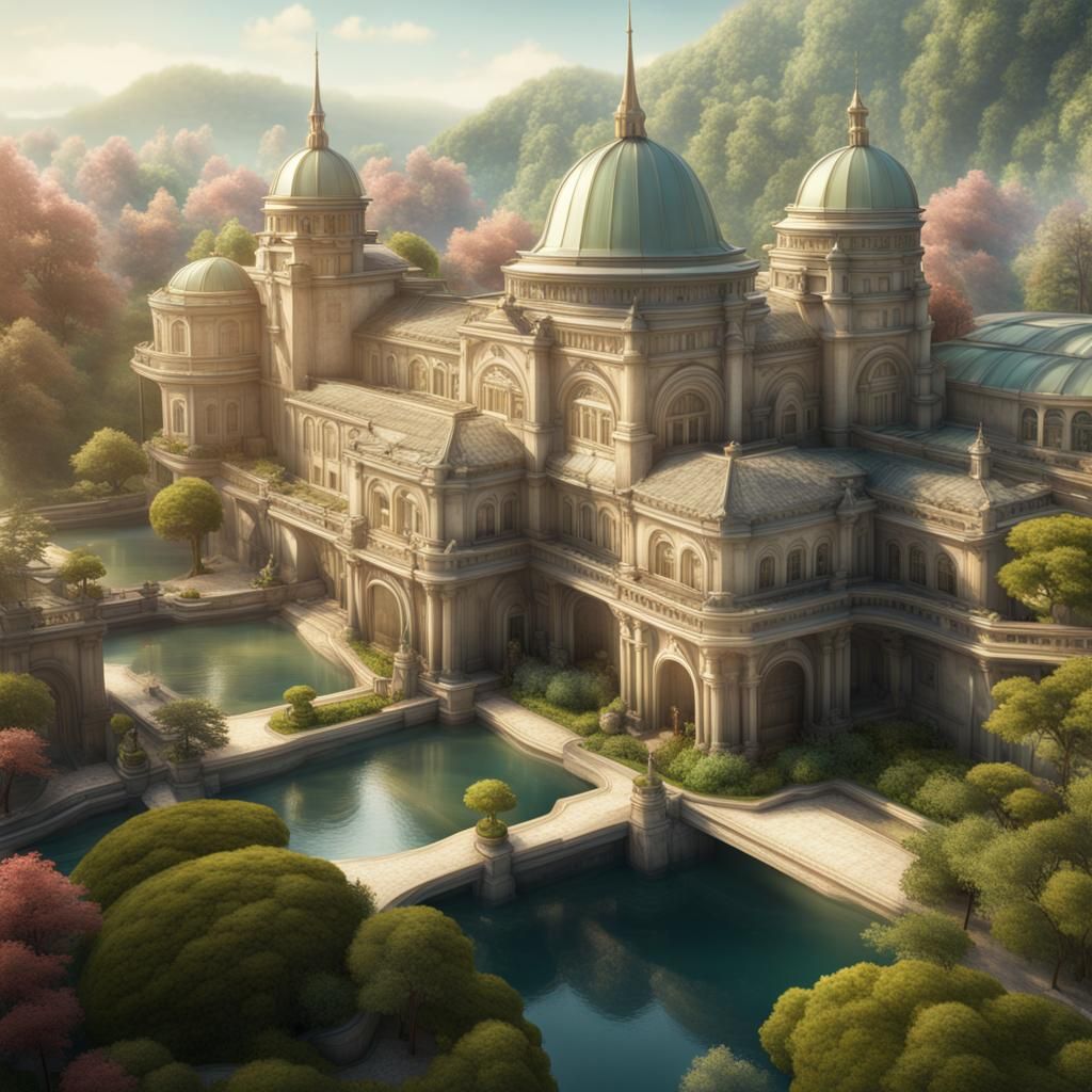 Naboo Royal Palace Architecture in Ghibli Style