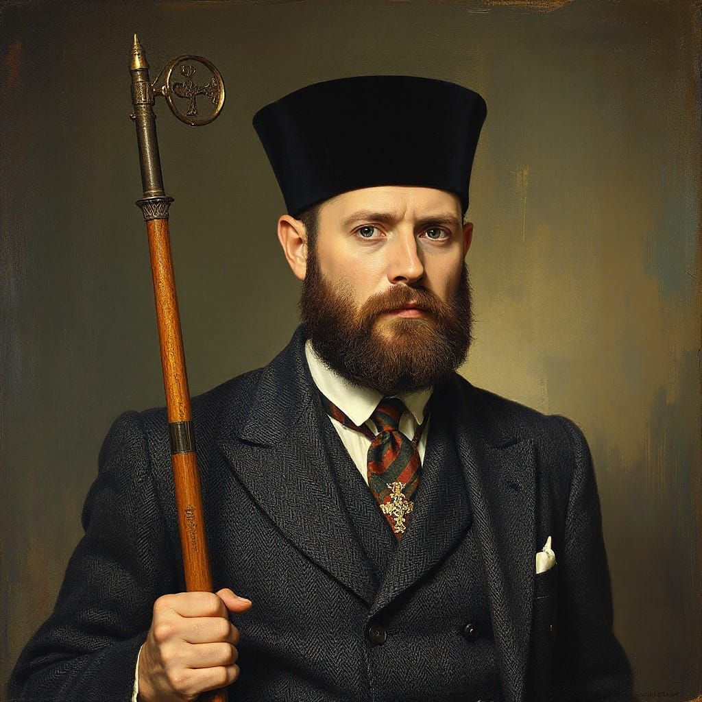 Orthodox Priest and Men's 1950s Fashion Portrait