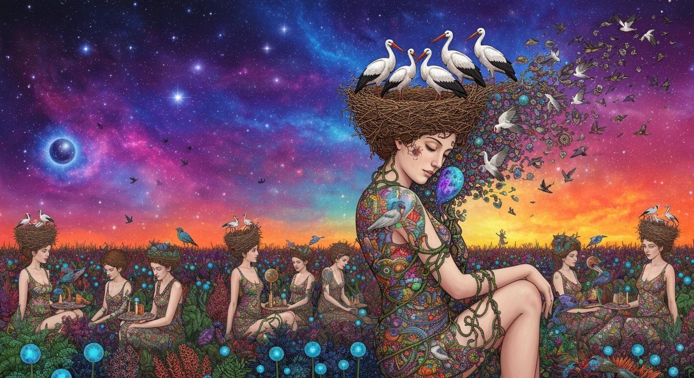 Ancient Greek Culture Transforms into Cosmic Birds