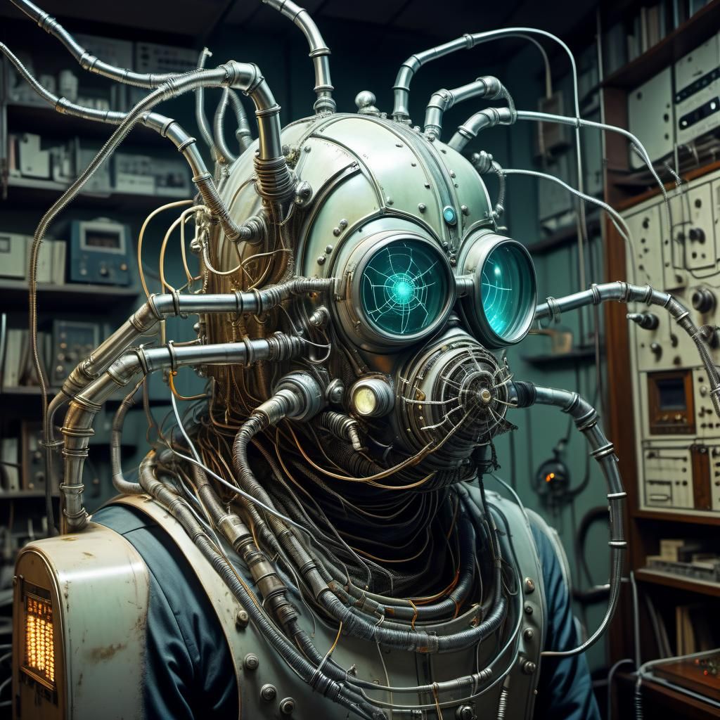 Organic Crystalline Helmet on a Bearded Scientist