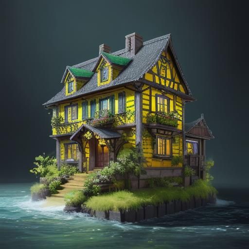 Hyperrealistic Lemon and Lime House in Splash Art Style