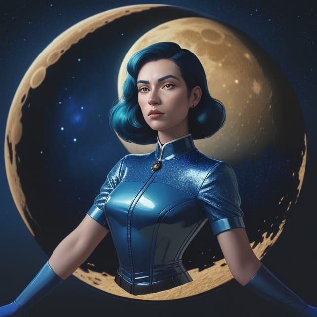 Ethereal Futuristic Moonlit Scene in Whimsical Pop Surrealis...