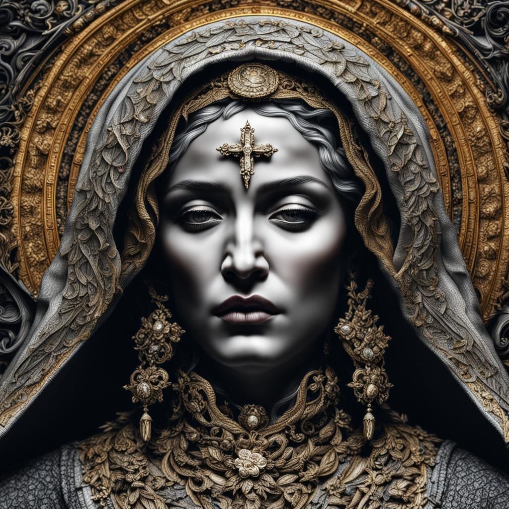 Hyperrealistic Portrait of a Beautiful Madonna