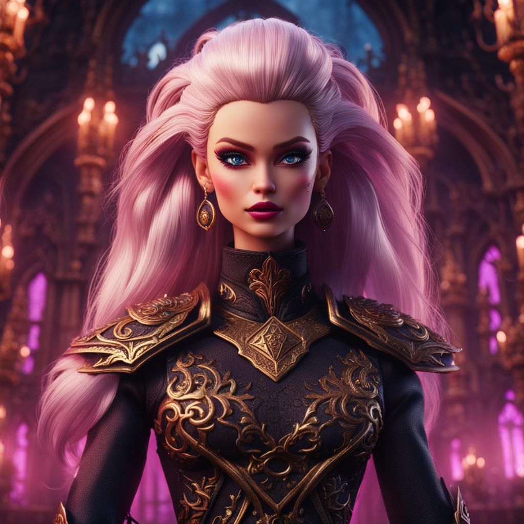 Super Saiyan Gothic Barbie in Detailed Matte Painting