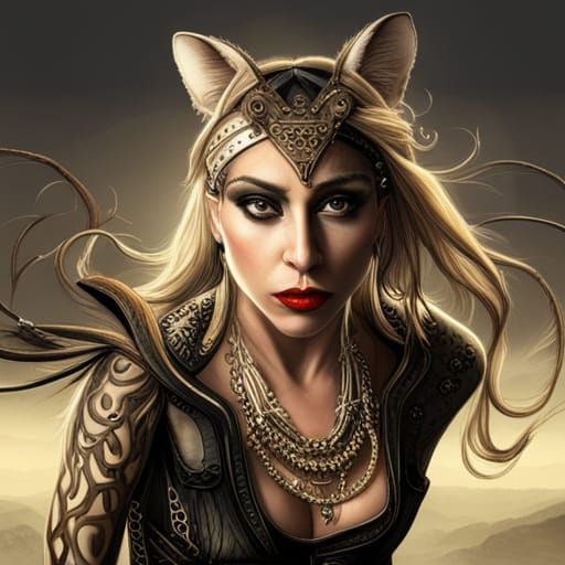 Lady Gaga as Clouded Leopard: Dark Fantasy Art